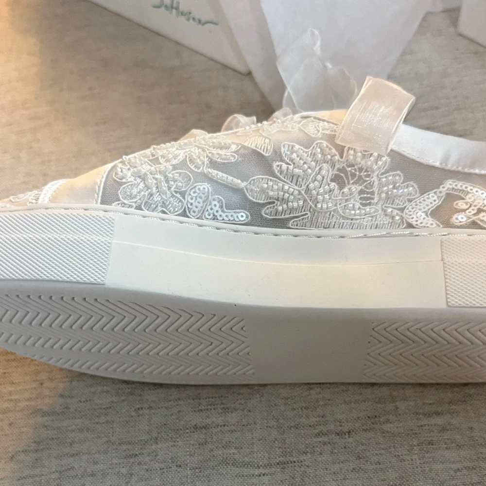 Betsey Johnson White Floral Lace Sneakers - Picture 6 of 7